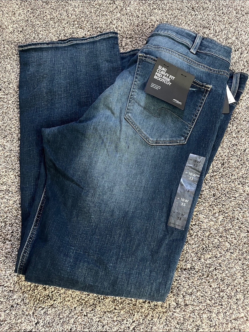 Silver Jeans Suki Curvy Fit Mid Rise Bootcut Dark Wash Stretch Denim